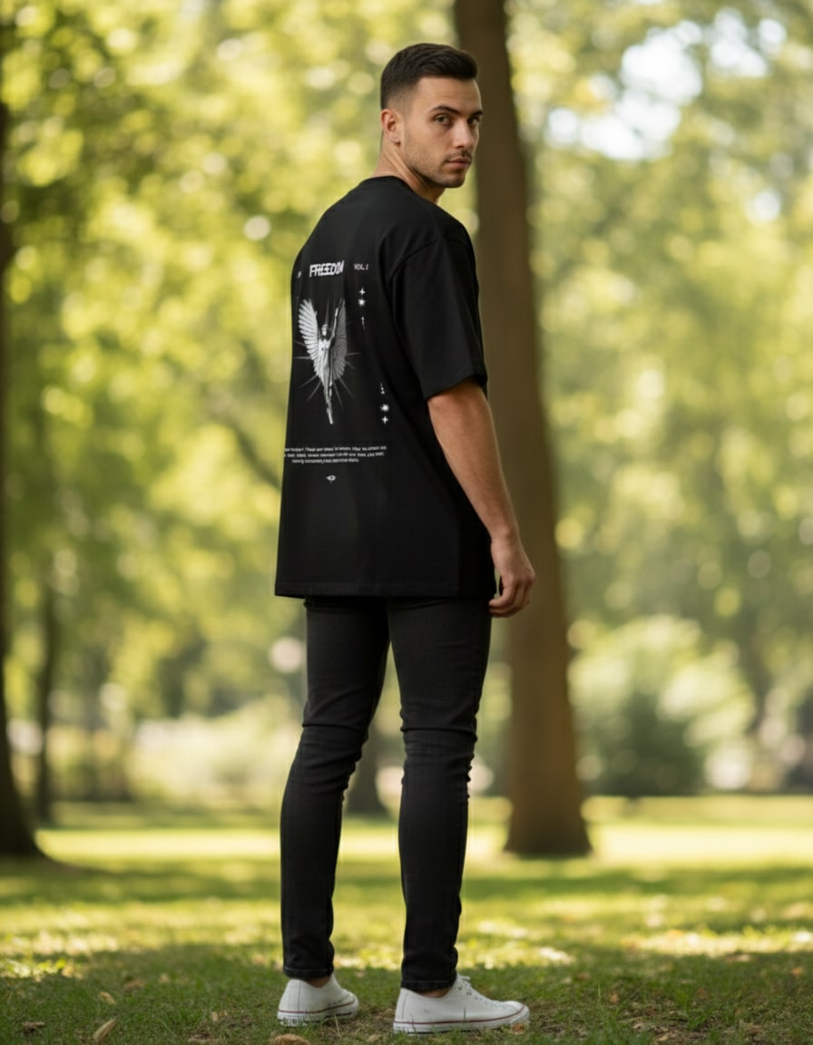 "Freedom Angel" Oversized Graphic T-Shirt