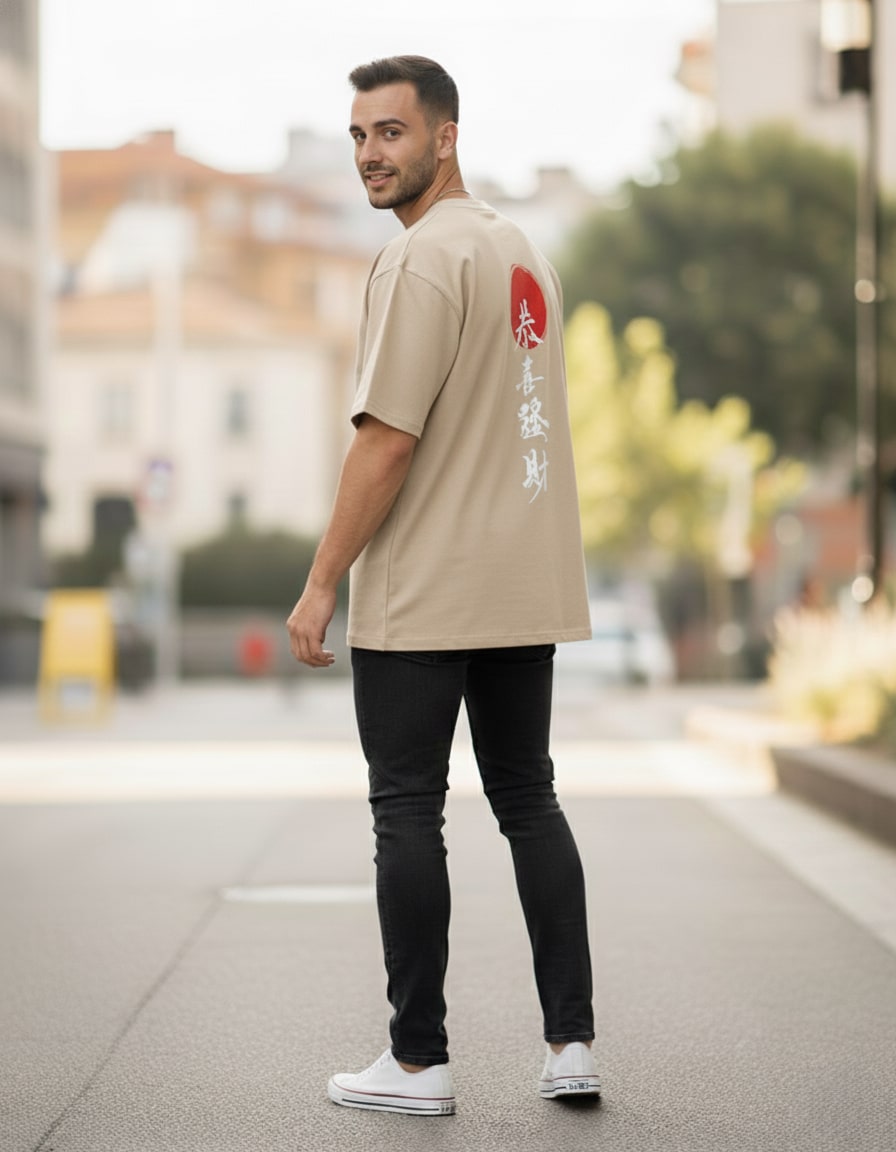 "Japanese Calligraphy" Oversized Graphic T-Shirt