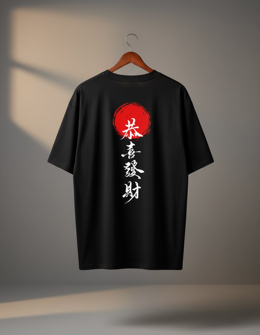 "Japanese Calligraphy" Oversized Graphic T-Shirt