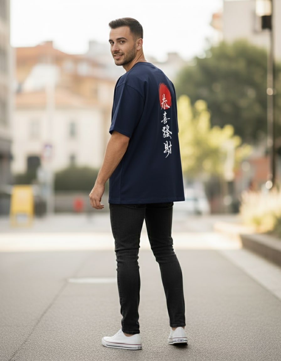 "Japanese Calligraphy" Oversized Graphic T-Shirt