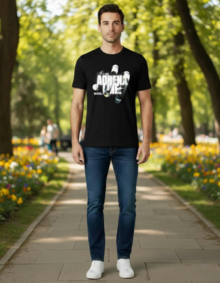 "Adrenaline" Regular Fit Graphic T-Shirt
